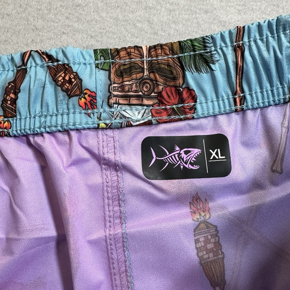 Psycho Tuna Tiki Cocktail Party Swim Shorts Mens XL NWT Blue Beach Trunks - Picture 4 of 10